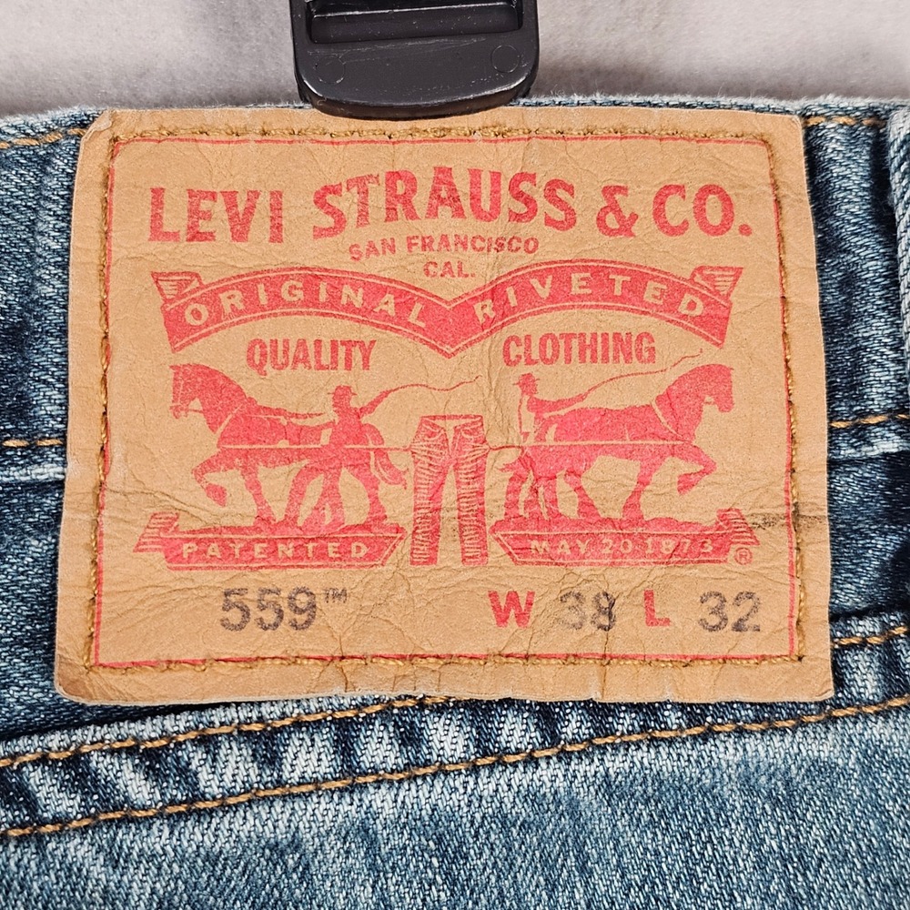 Levis 559 Relaxed Straight Jeans Mens 38x32 Medium Wash Blue Denim Pants - Picture 9 of 12